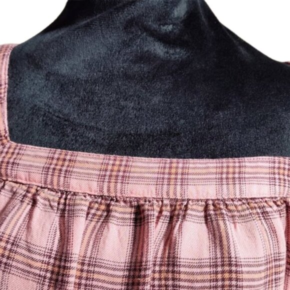 Lane Bryant Women's Plaid Peplum Blouse Square Plus Size 20 Pink and Brown - Picture 6 of 10